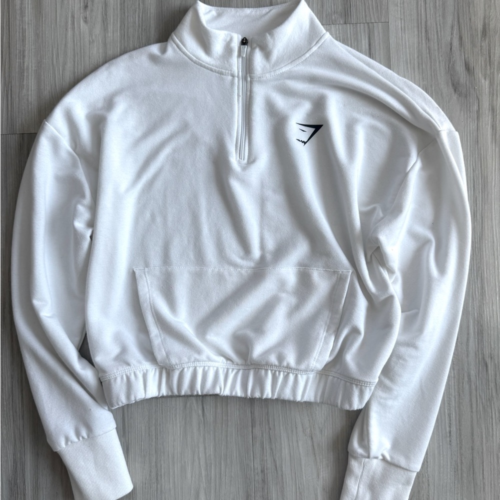 White Gymshark Whitney Quarter-Zip Women's Top